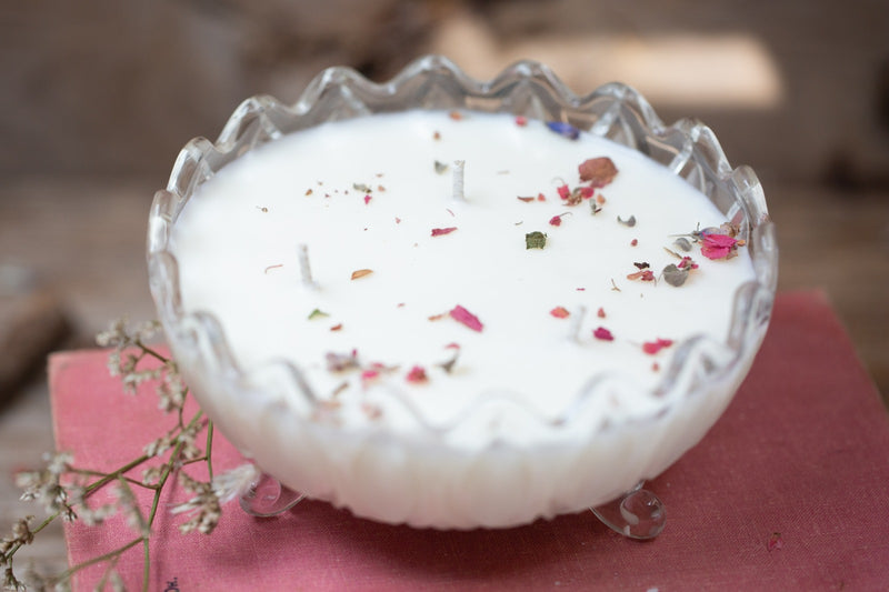 קערת קריסטל עם רגליות