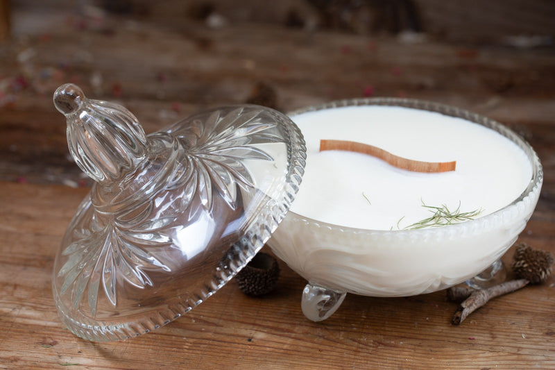 קערת קריסטל וינטג’ עם מכסה