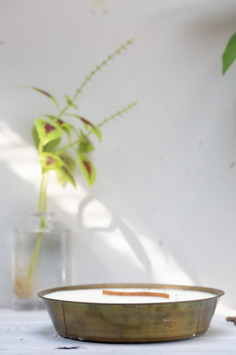 קערת פליז שטוחה בעבודת יד